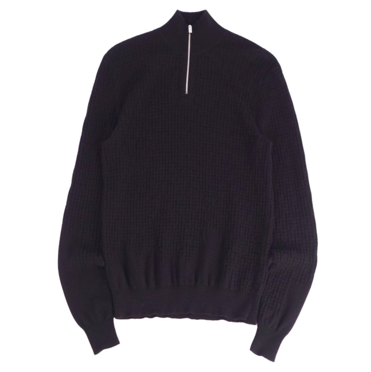 エルメス 良品☆エルメス カシミヤ80% シルク 長袖 ハーフジップニット 