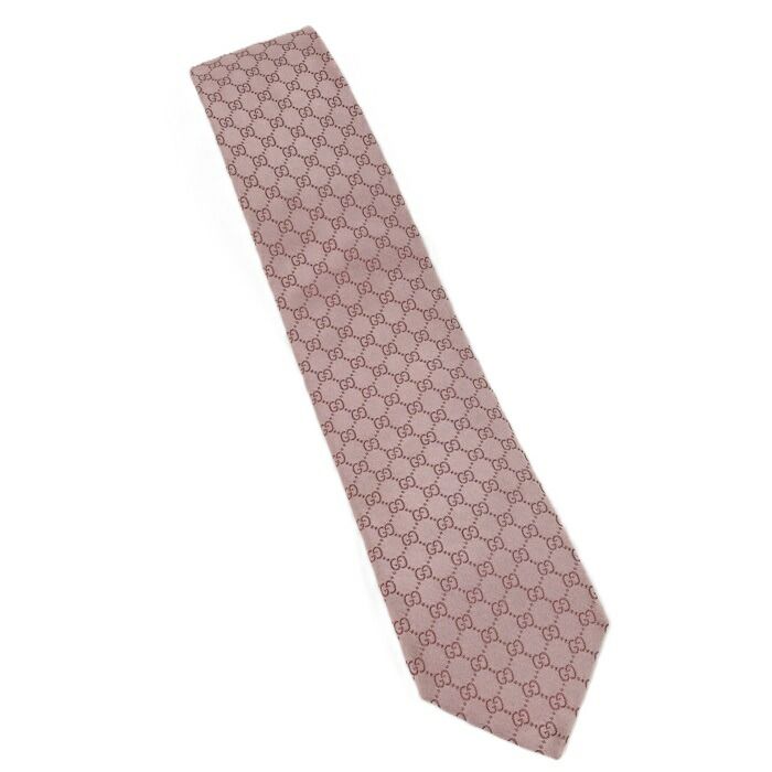 GUCCI ネクタイ シルク100％ ピンク