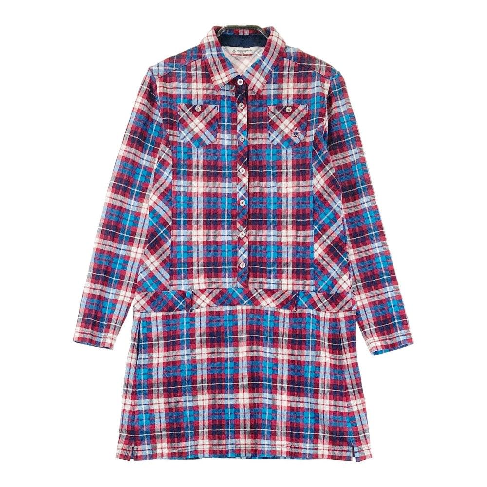 サイズ：M MUNSING WEAR マンシングウェア 長袖ワンピース チェック柄