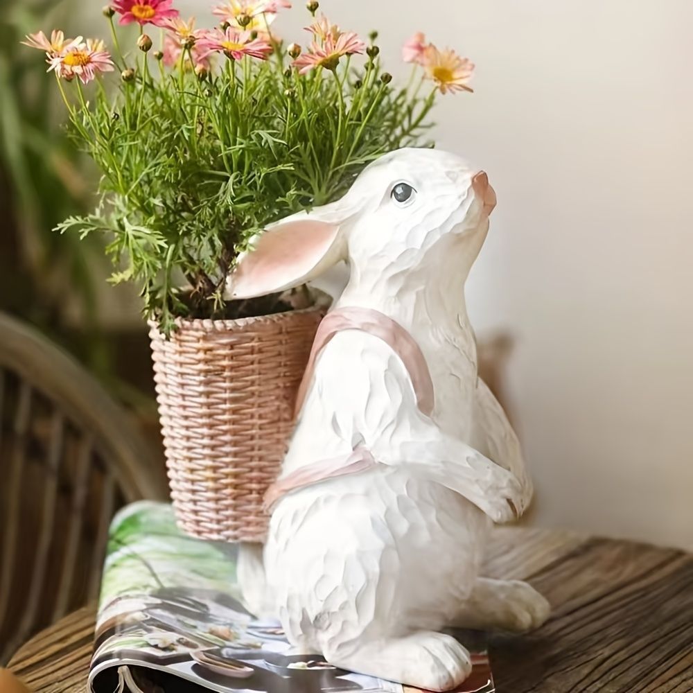 鉢植え 植木鉢 プランター プラントポット フラワーポット ガーデニング 室内 屋内 屋外 インテリア 庭 玄関 かごを担いでいるウサギ うさ