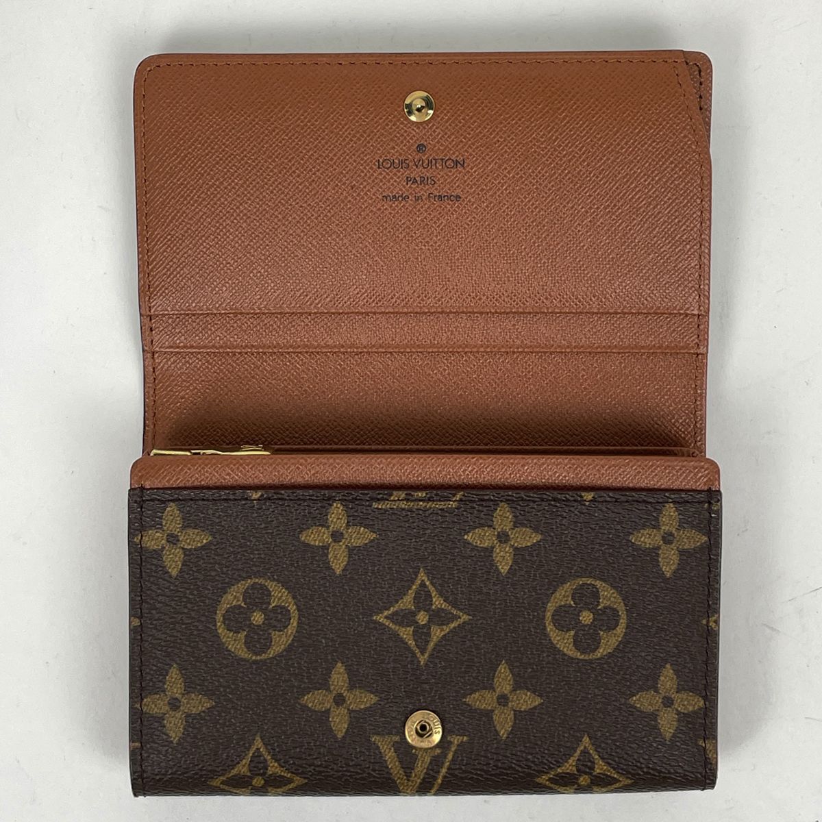 【ジャンク品】ルイ・ヴィトン Louis Vuitton ポルト モネ ビエ トレゾール 札入れ 小銭入れ 三つ折り財布 モノグラム ブラウン M61730 レディース 【中古】