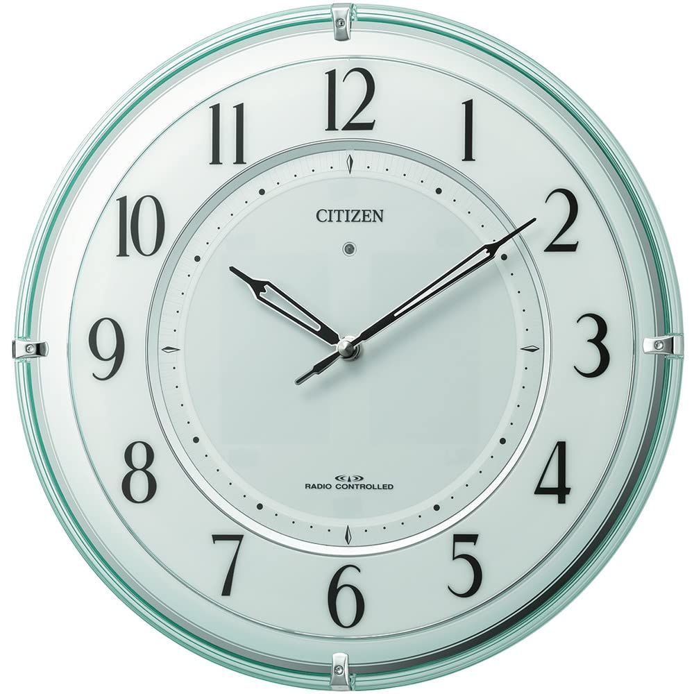 【数量限定】秒針なし 適合商品 緑 グリーン購入法 補助電源 CITIZEN ソーラー アナログ φ34.6×5.2cm 電波時計 掛け時計 4MY851-005 シチズン リズム(RHYTHM)