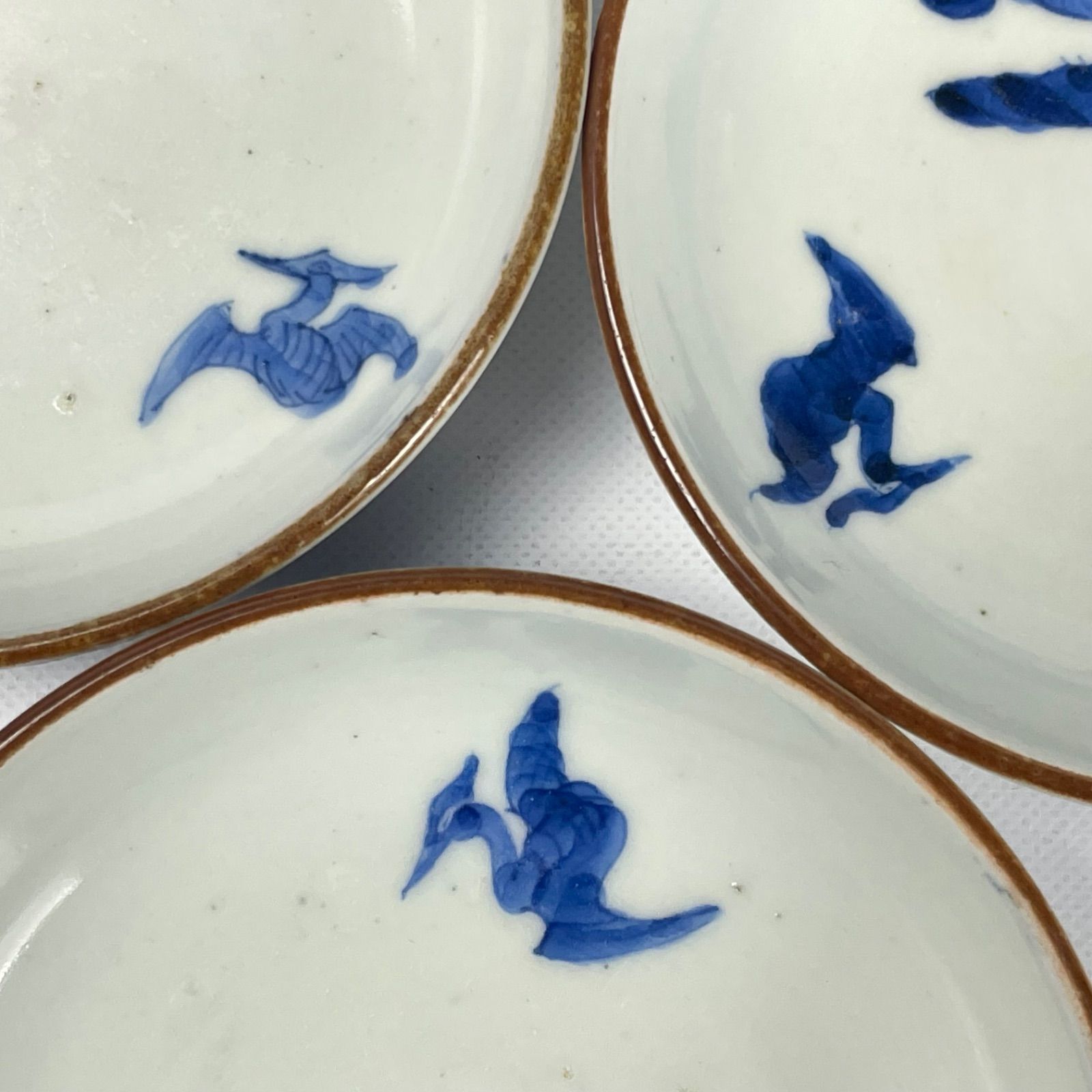 608 染付 花 鳥 古伊万里 伊万里焼 骨董 アンティーク 小皿 5枚