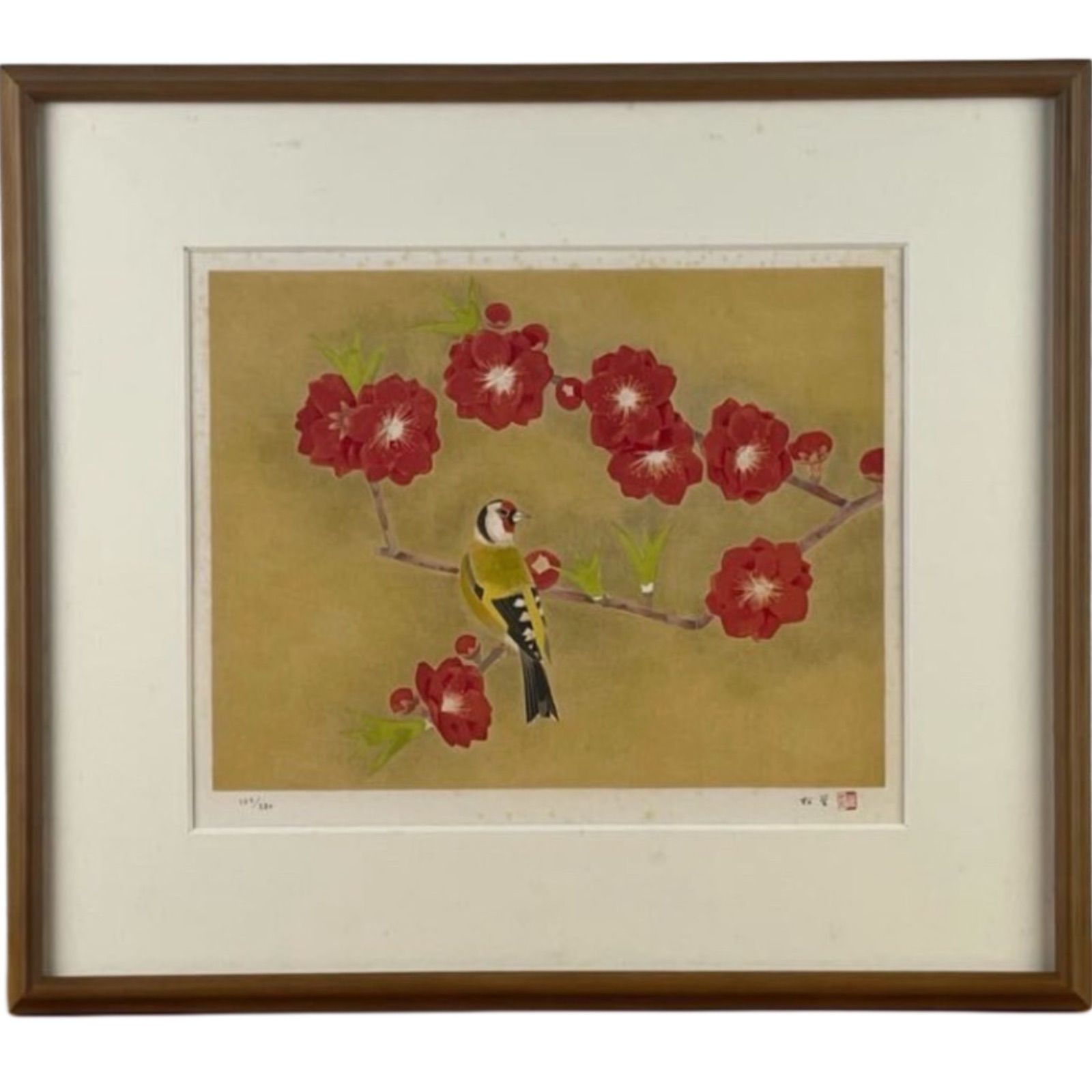 上村松篁 緋桃 リトグラフ 日本画 NHKサービスセンター発行 保証品