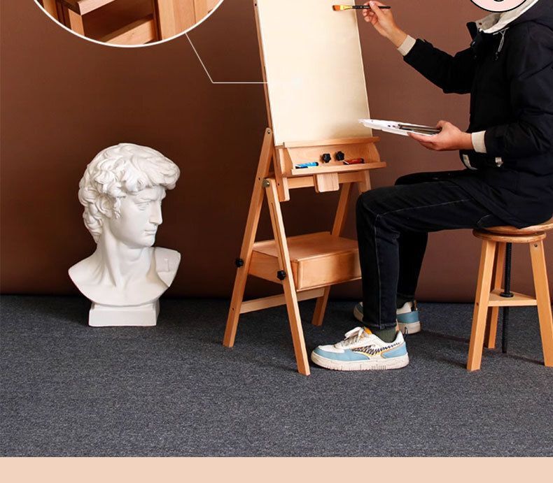 新入荷上質 イーゼル 木製 イーゼルスタンド 前傾式 角度を調節でき 引き出し付き折りたたみ収納 高さ調節 高さ122-207cm H型フレーム