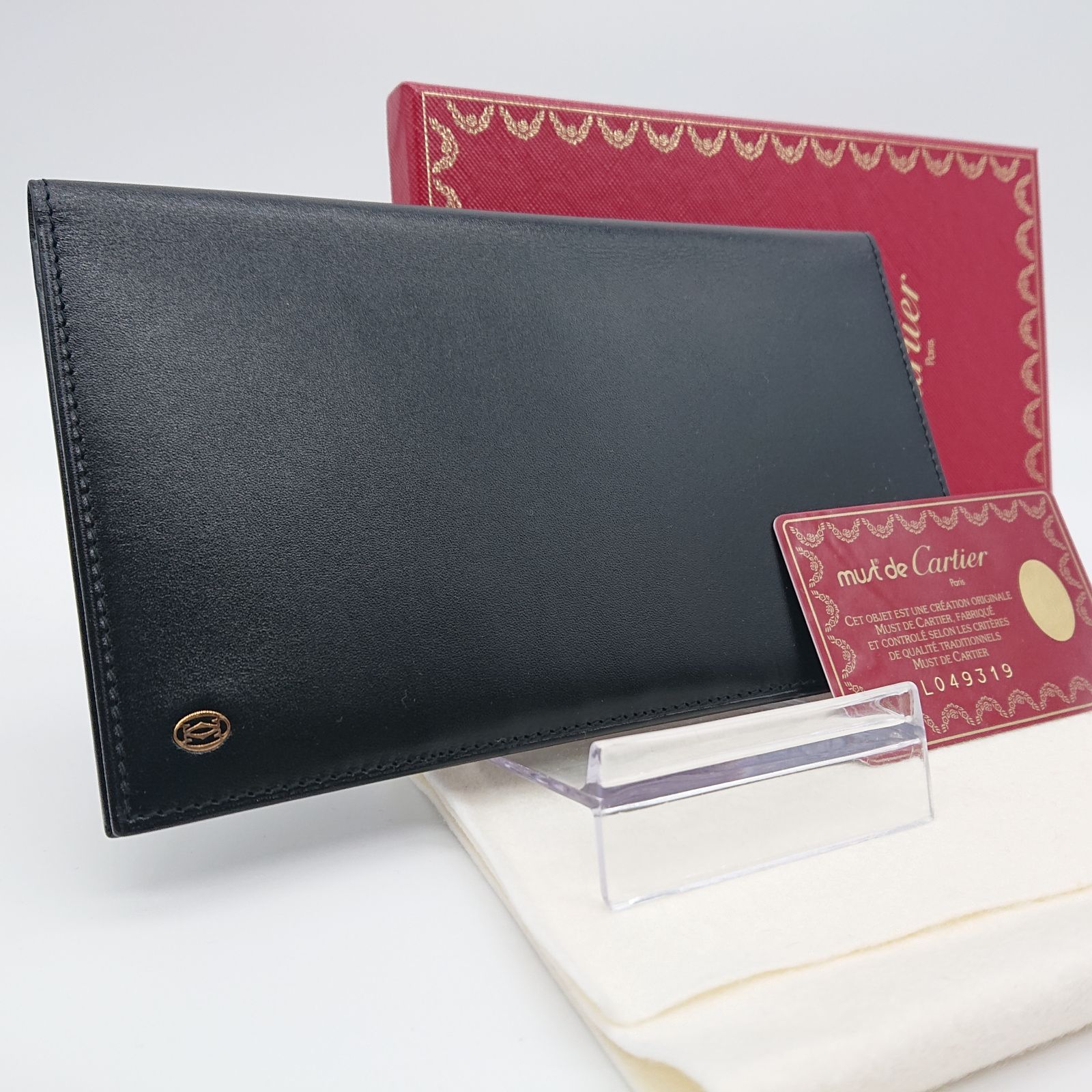 【未使用】tCartier カルティエtパシャライン　長財布　箱付き　ギャランティーカード 　プレゼント用ブラック 黒 カーフ レザー メンズ