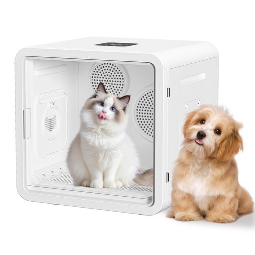 VERILADYペットドライヤー82L大容量犬猫兼用ペット乾燥機ドライヤーハウス猫ドライヤーペットドライルーム犬猫乾燥機ペットドライヤーボックス多頭飼自動速乾3D立体送風過熱保護静音風…