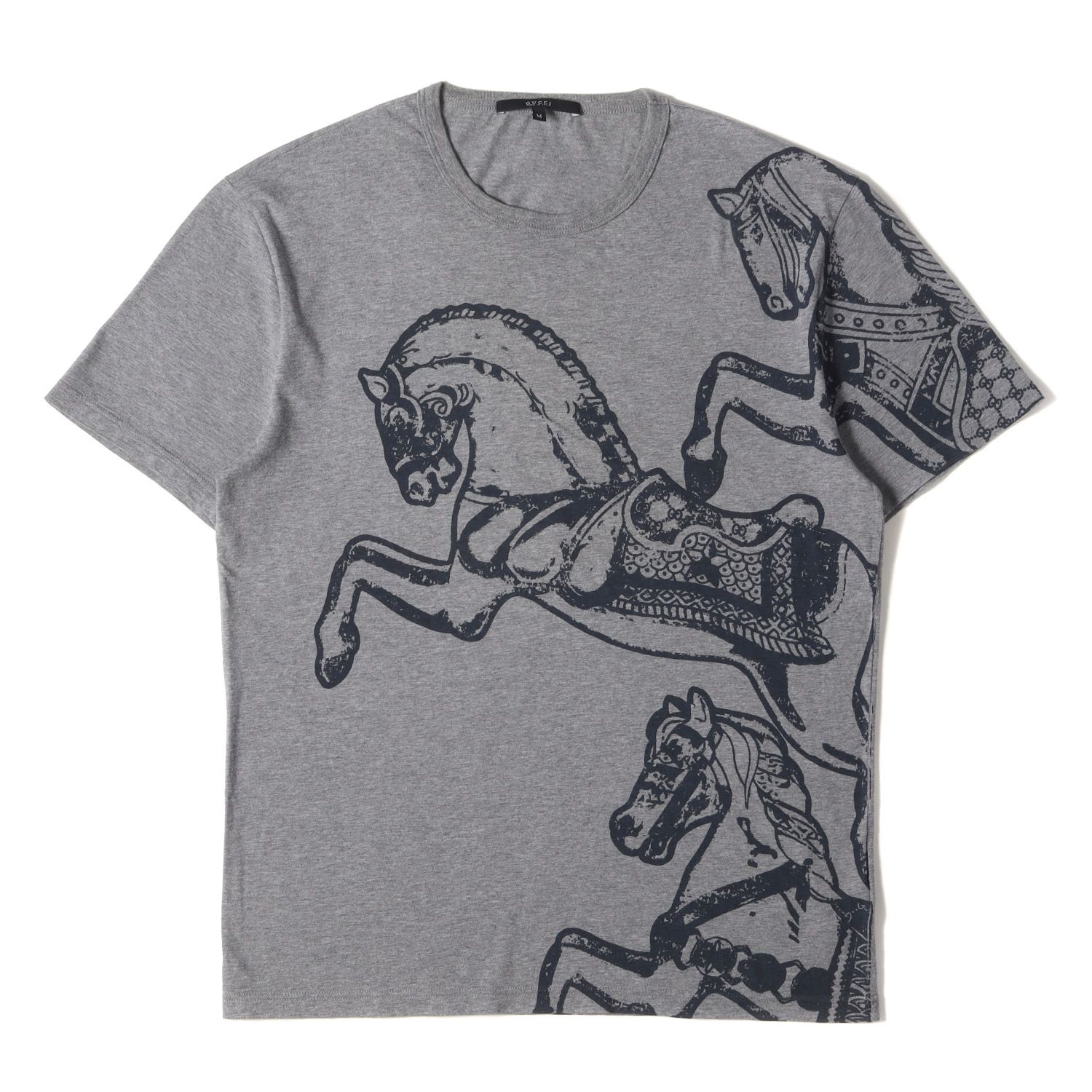 GUCCI グッチ Tシャツ サイズ:M ホースマーク プリント バインダー 