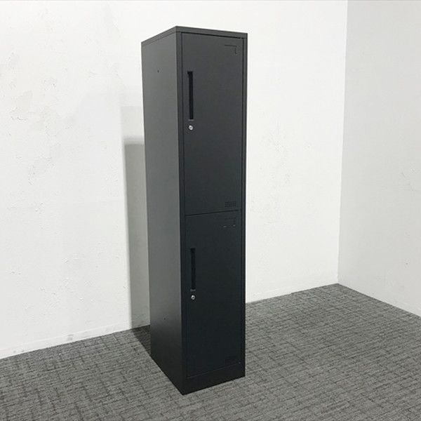 2人用ロッカー 1列2段 OC型 スリムタイプ シリンダー錠 W380 ブラック