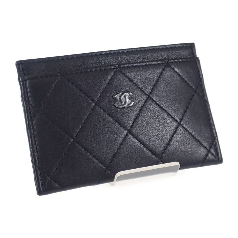 CHANEL マトラッセ ココマーク カードケース カーフスキン ブラック レディース