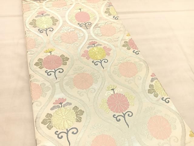 ご確認用✨服部織物✨白鳥緞子✨六通袋帯 平和屋着物◎西陣 服部織物謹製 六通柄袋帯 新白鳥緞子 唐織 正倉院