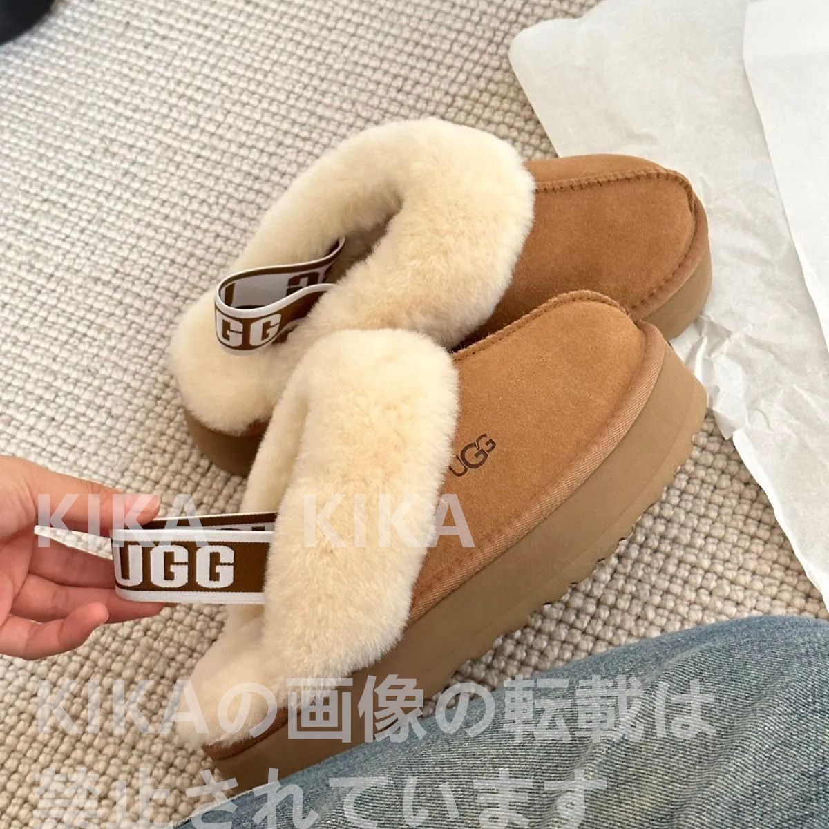 新品、 UGG アグ サンダル レディース ファンケット 厚底 3cm ブラウン 新品未使用 サンダル レディース ファンケット Funkette  厚底 Chestnut