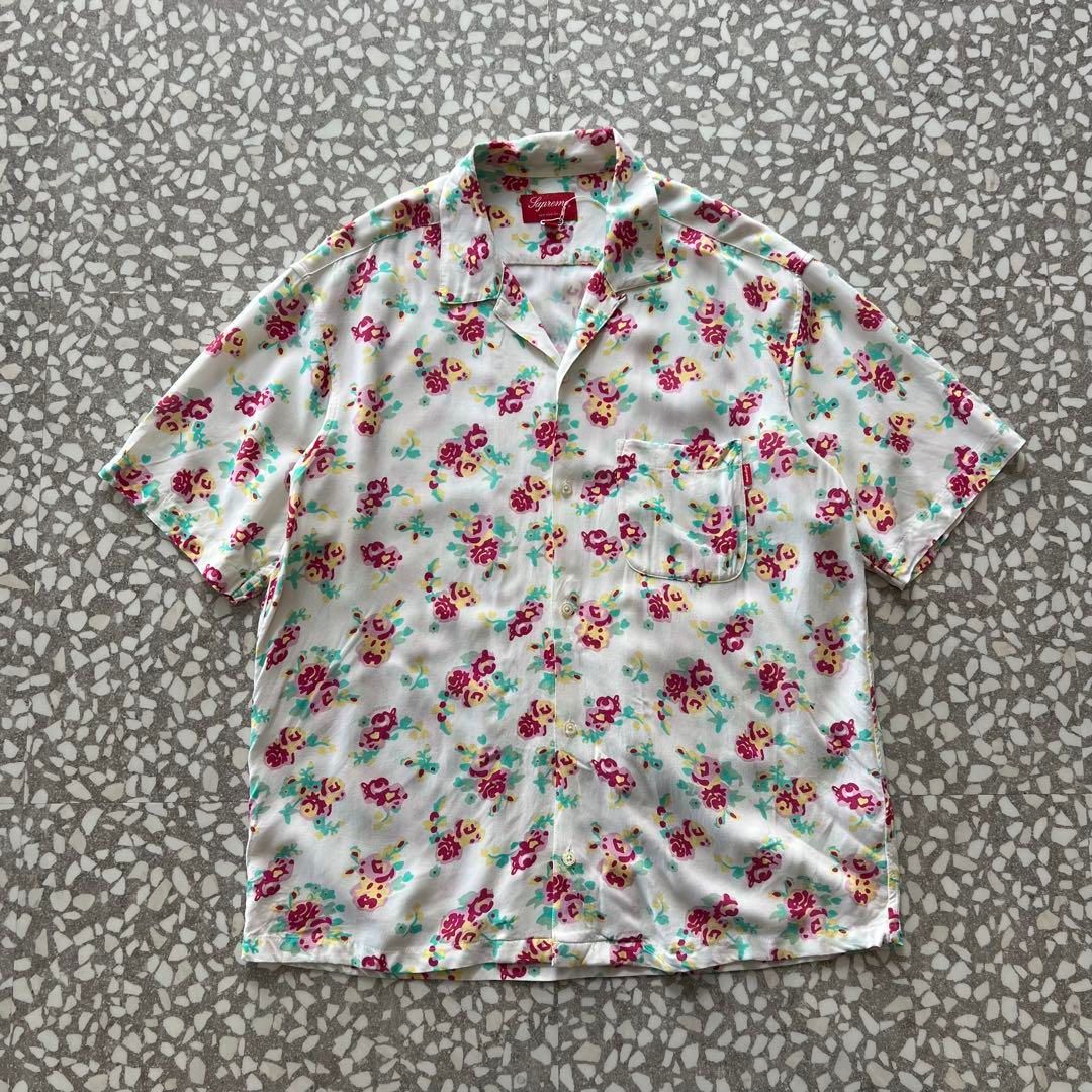 Supreme 20 SS Flower Rayon shirt size M レーヨンシャツ ボタニカル Supremeオープン Mストリート窪塚洋介 総柄 花 フラワー テロテロ 色気 アロハ