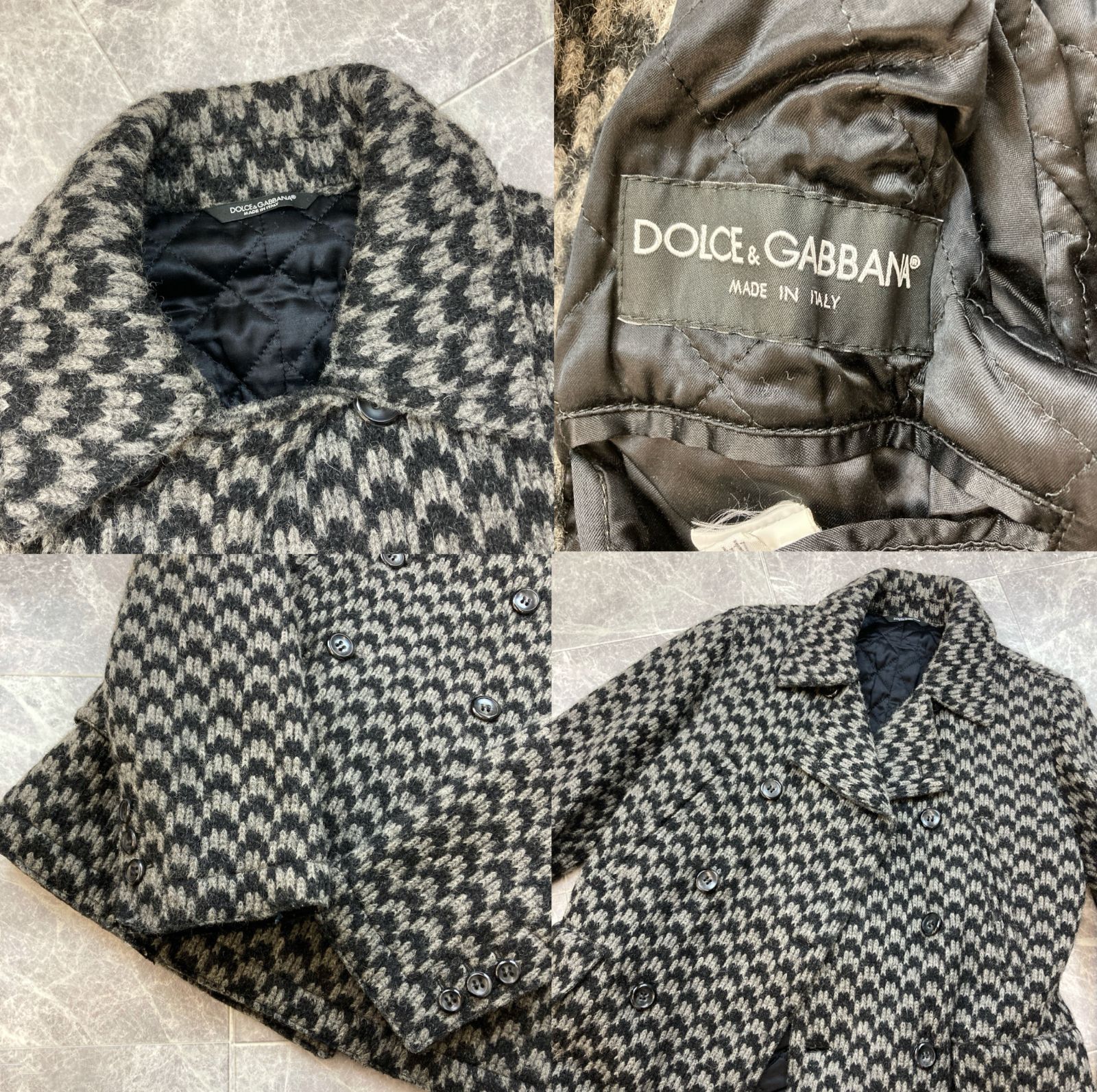DOLCE&GABBANA ドルチェアンドガッバーナ 千鳥格子 ウール ピーコート