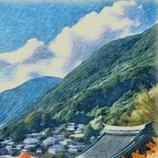 ジブリアート③崖の上のポニョより「坂の上の湊町」額装品 額縁寸法