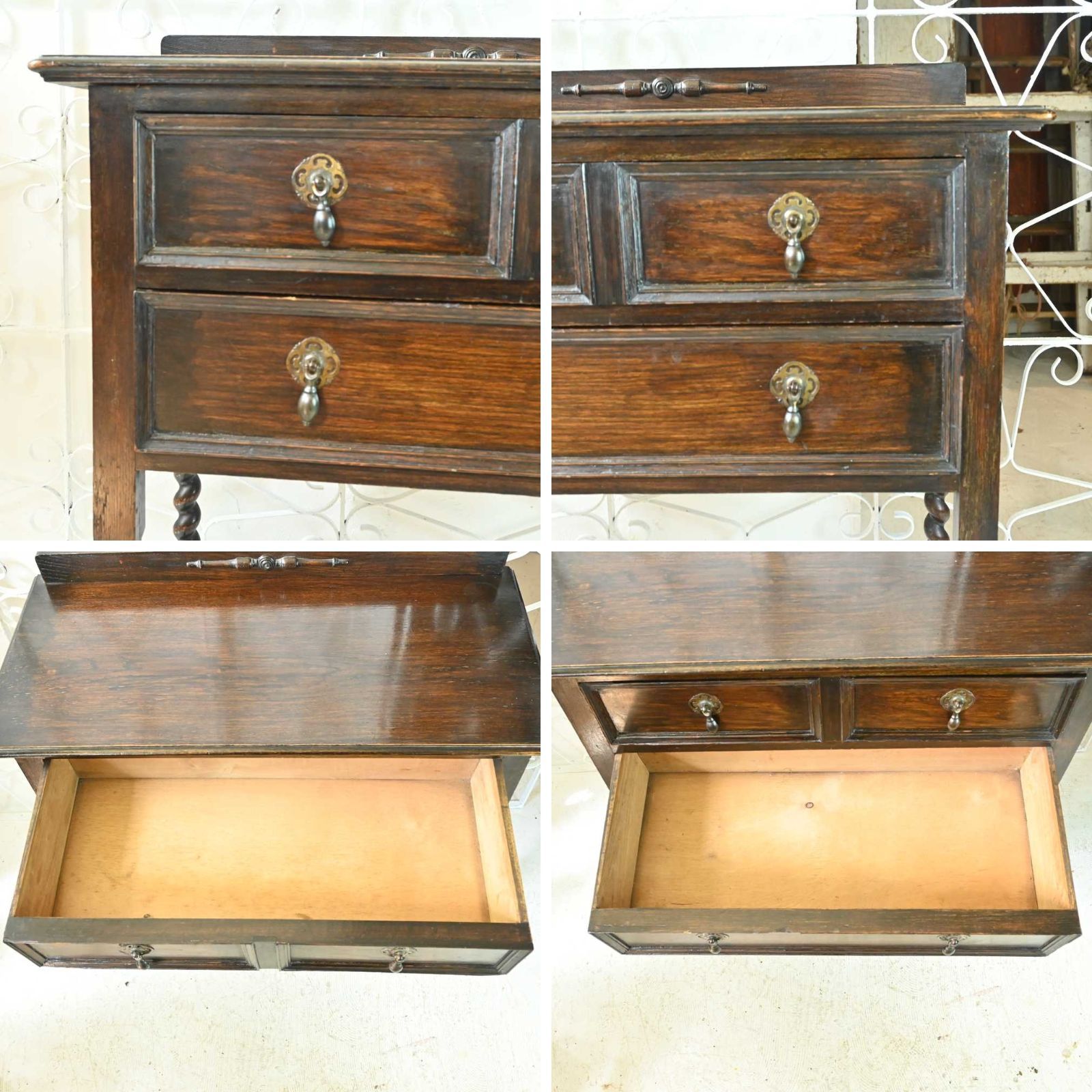 L3705-5 英国アンティーク スモール チェスト 2段 レンジ台 花台 収納