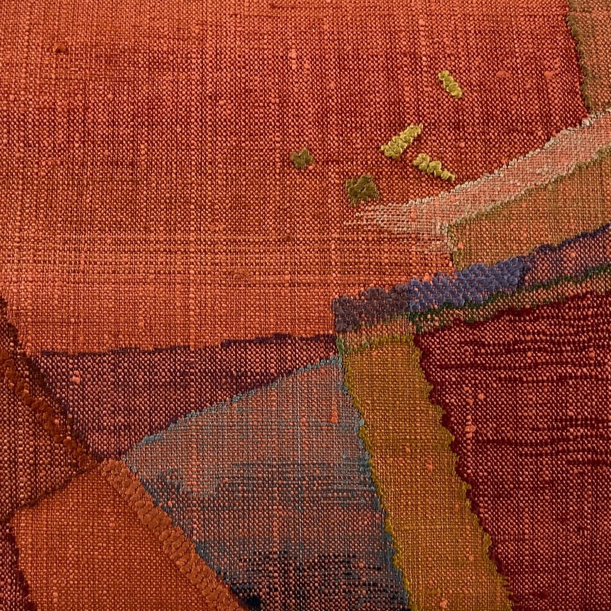 名古屋帯 秀品 証紙 八寸名古屋帯 松葉仕立て 幾何学模様 朱色 正絹