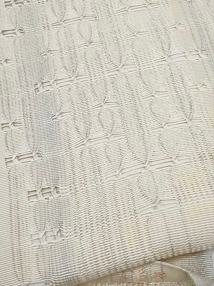 組織 袋帯 銀糸 ラメ 正絹 お太鼓柄 Q1135