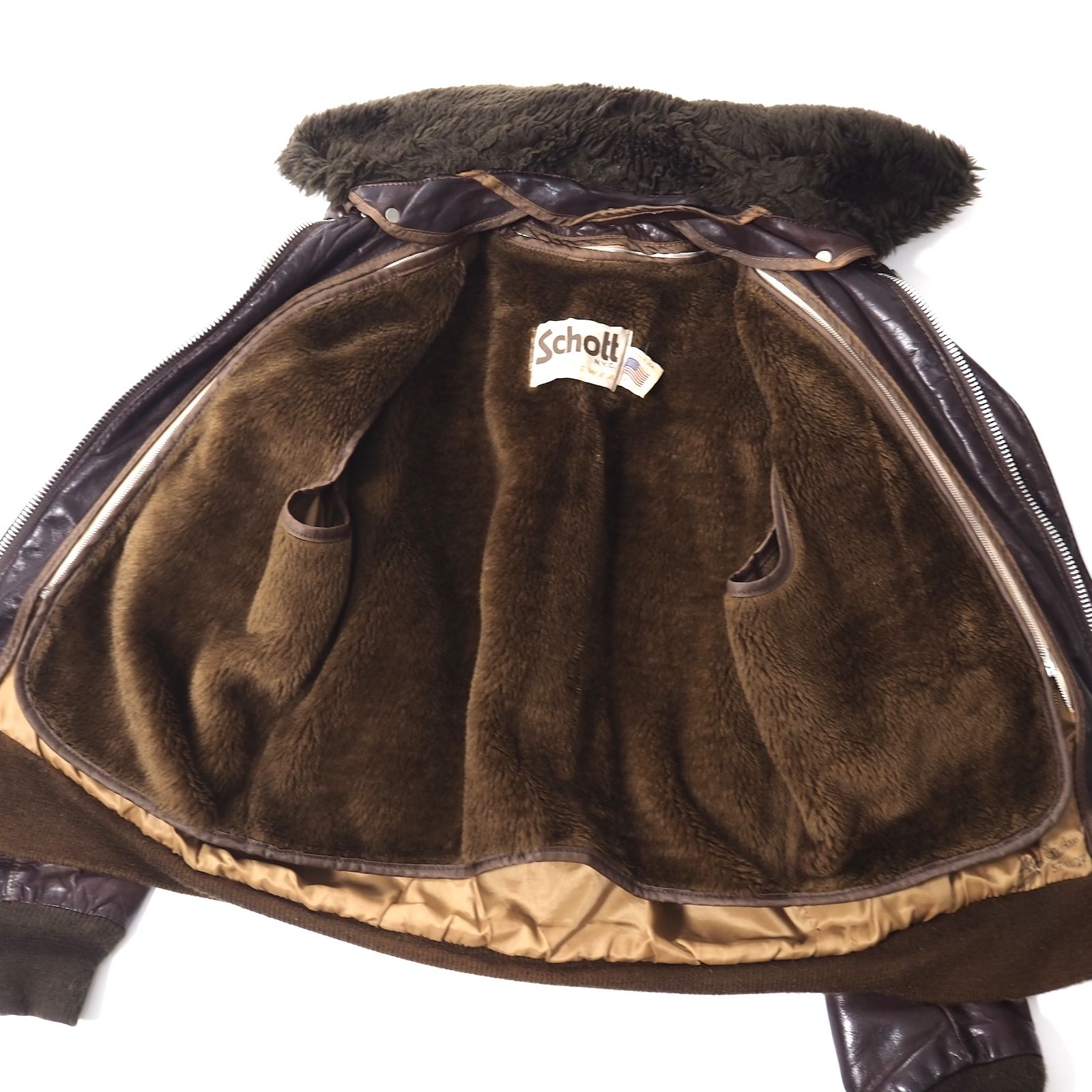 j*t様 Schott レザーフライトジャケット用 ファーボア襟　ダークブラウン j*t様 Schott レザーフライトジャケット用 ファーボア襟 ダーク
