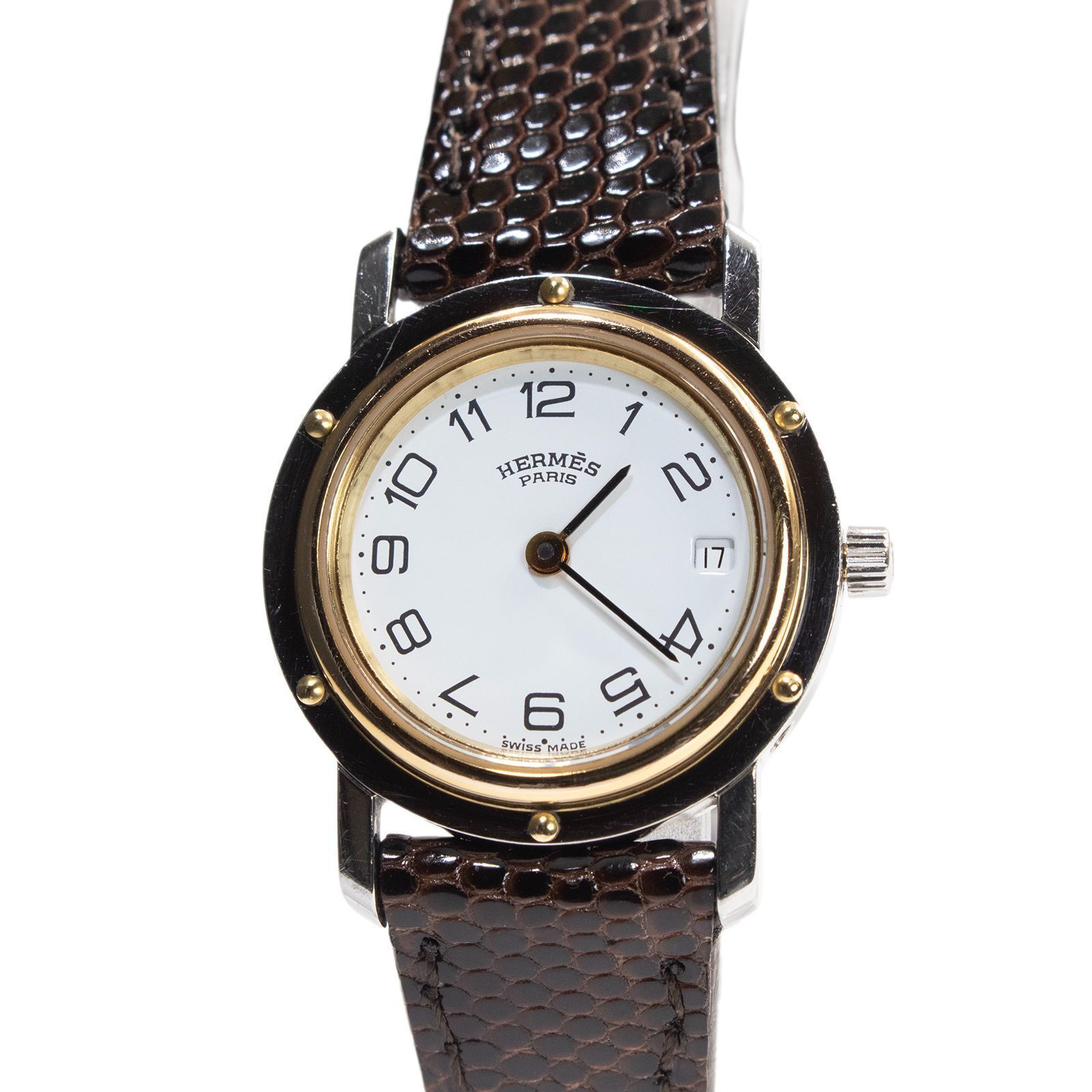 送料無料 エルメス 腕時計 クォーツ レディース クリッパー 白