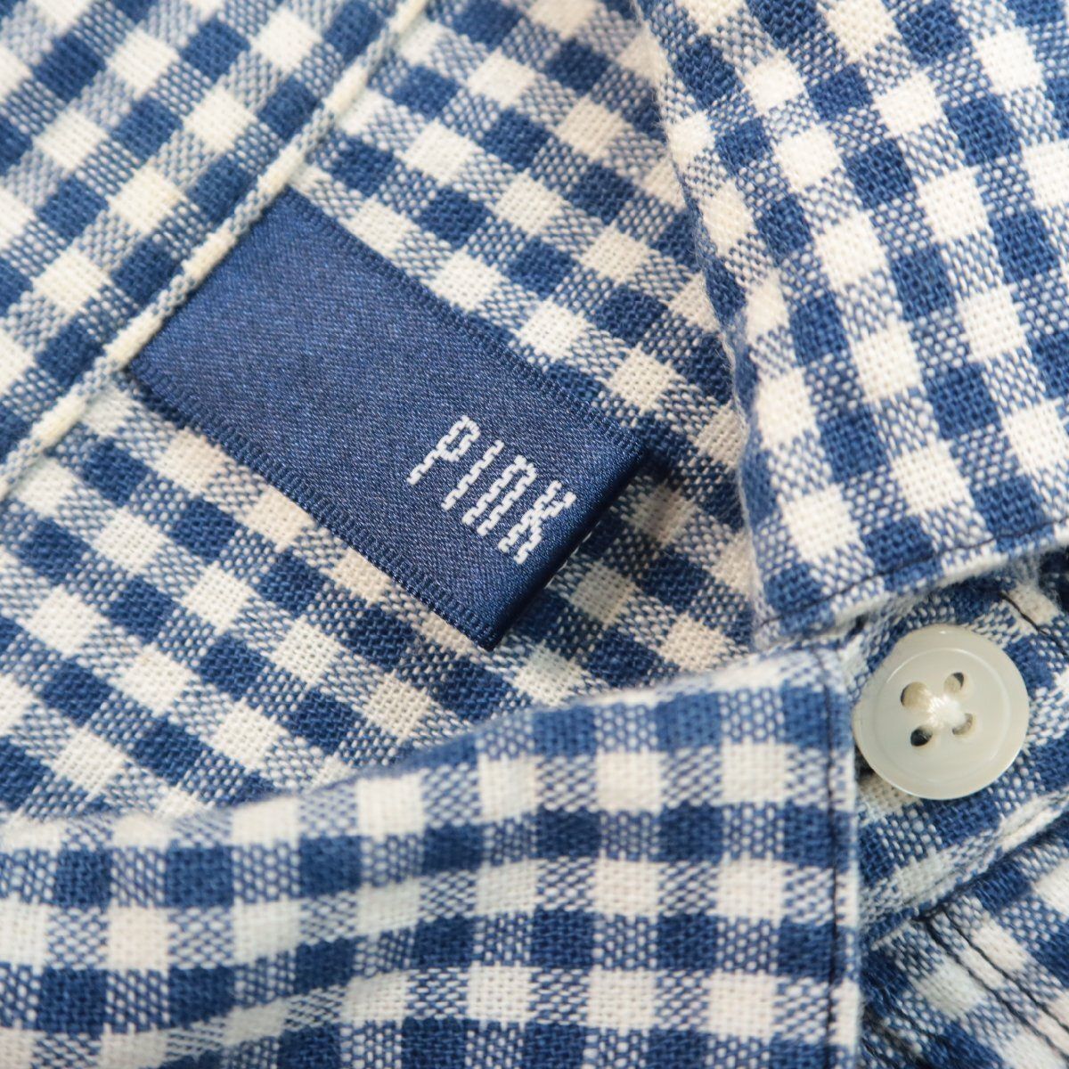 新品✨ ピンクハウス ピコフリル ロング シャツワンピース ギンガムチェック 青 新品✨ ピンクハウス ピコフリル ロング シャツワンピース