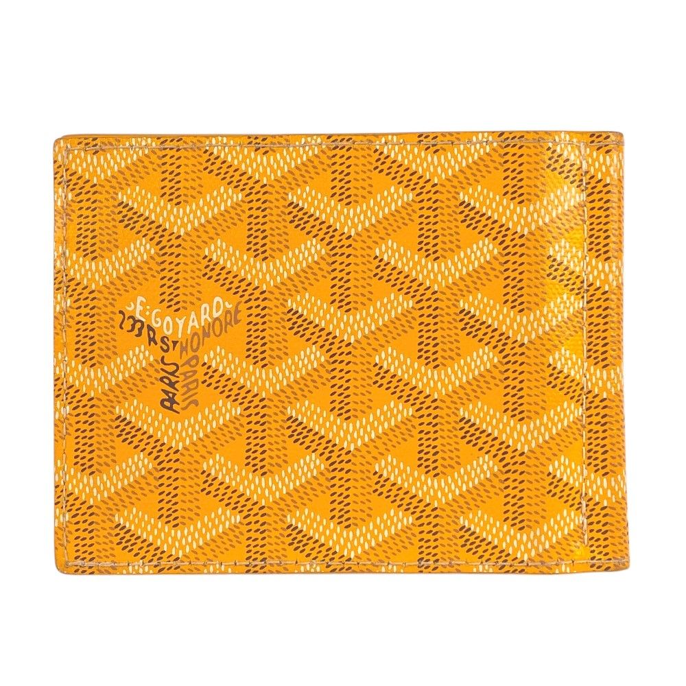 ■美品■　ゴヤール サントマ 二つ折り カードケース マネークリップ ヘリンボーン レザー PVC イエロー 【317934】8 GOYARD - □美品□ ゴヤール サントマ 二つ折り カードケース