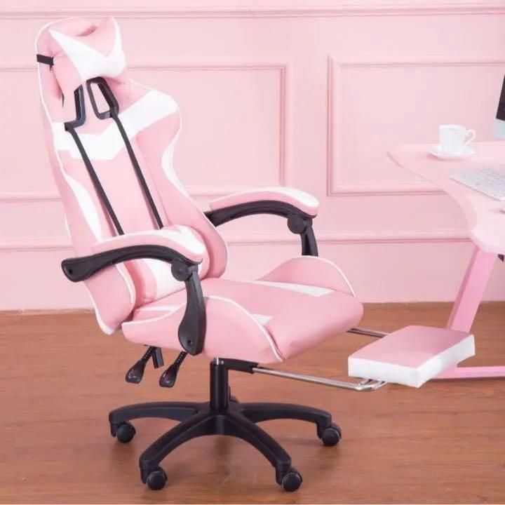 新品 未使用 人気 ゲーミングチェア フットレスト ピンク 動画配信 事務椅子