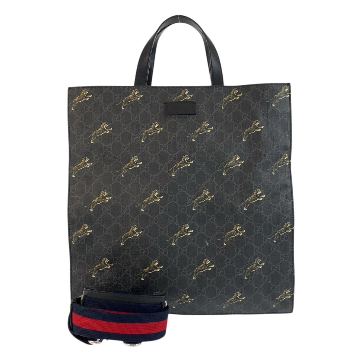 美品 GUCCI グッチ シェリーライン タイガー ブラック GGスプリーム  