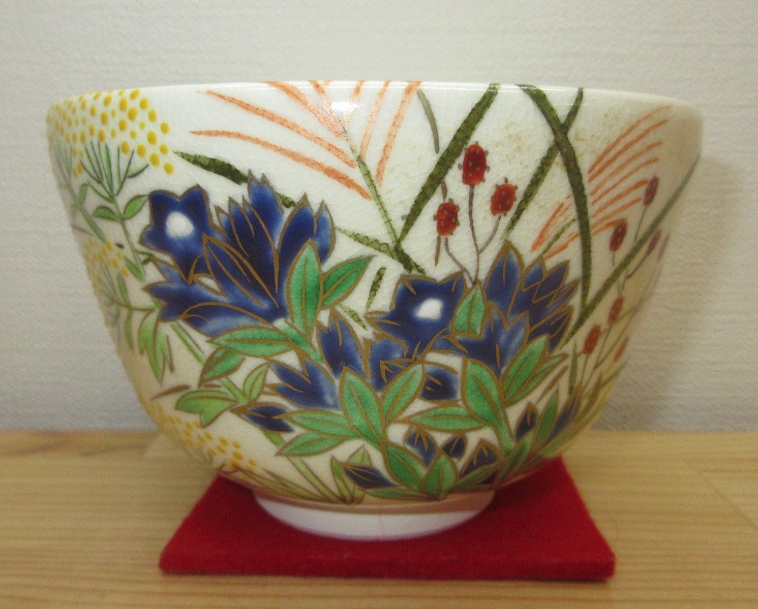 逢絢亭・新品】茶道具 茶碗 京焼 仁清 秋草の図 セール 山岡善高 共