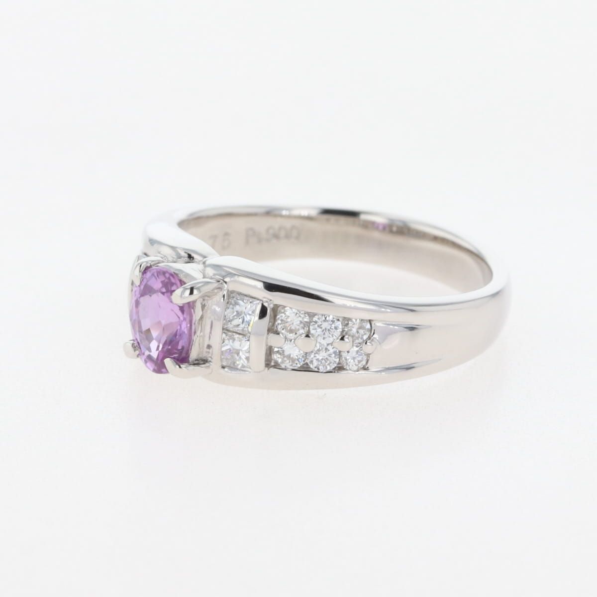 ピンクサファイア デザインリング プラチナ 指輪 メレダイヤ リング 14号 Pt900 ピンクサファイア ダイヤモンド レディース