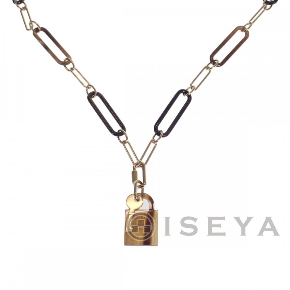 未使用品　エルメス　ペンダント　アミュレット　パドロック GM エルメス アミュレット パドロックGM バッファローホーン×GP