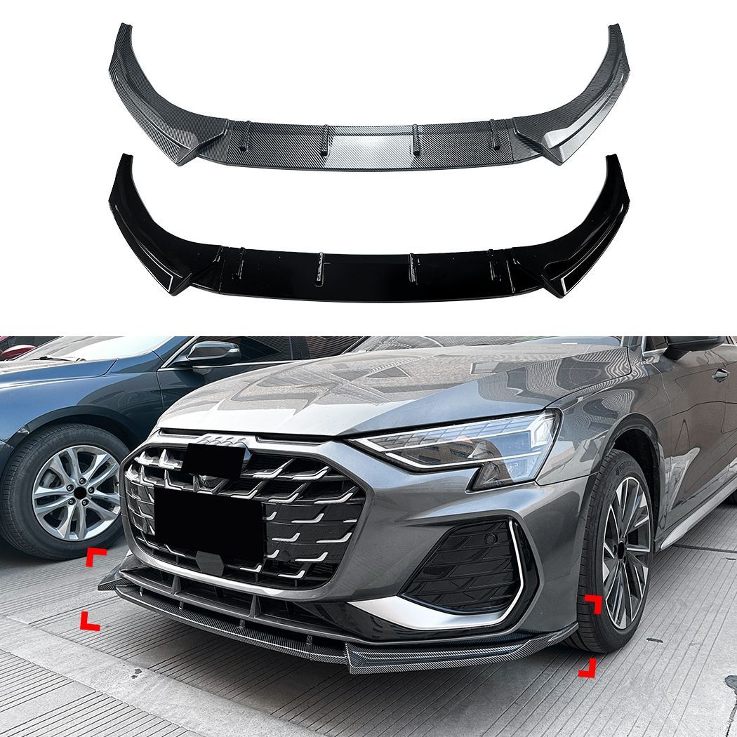 適用アウディA3 8Y 後期 S-Line 2025 フロントバンパーリップスポイラー 外装カスタムパーツ ピアノブラック |5.01