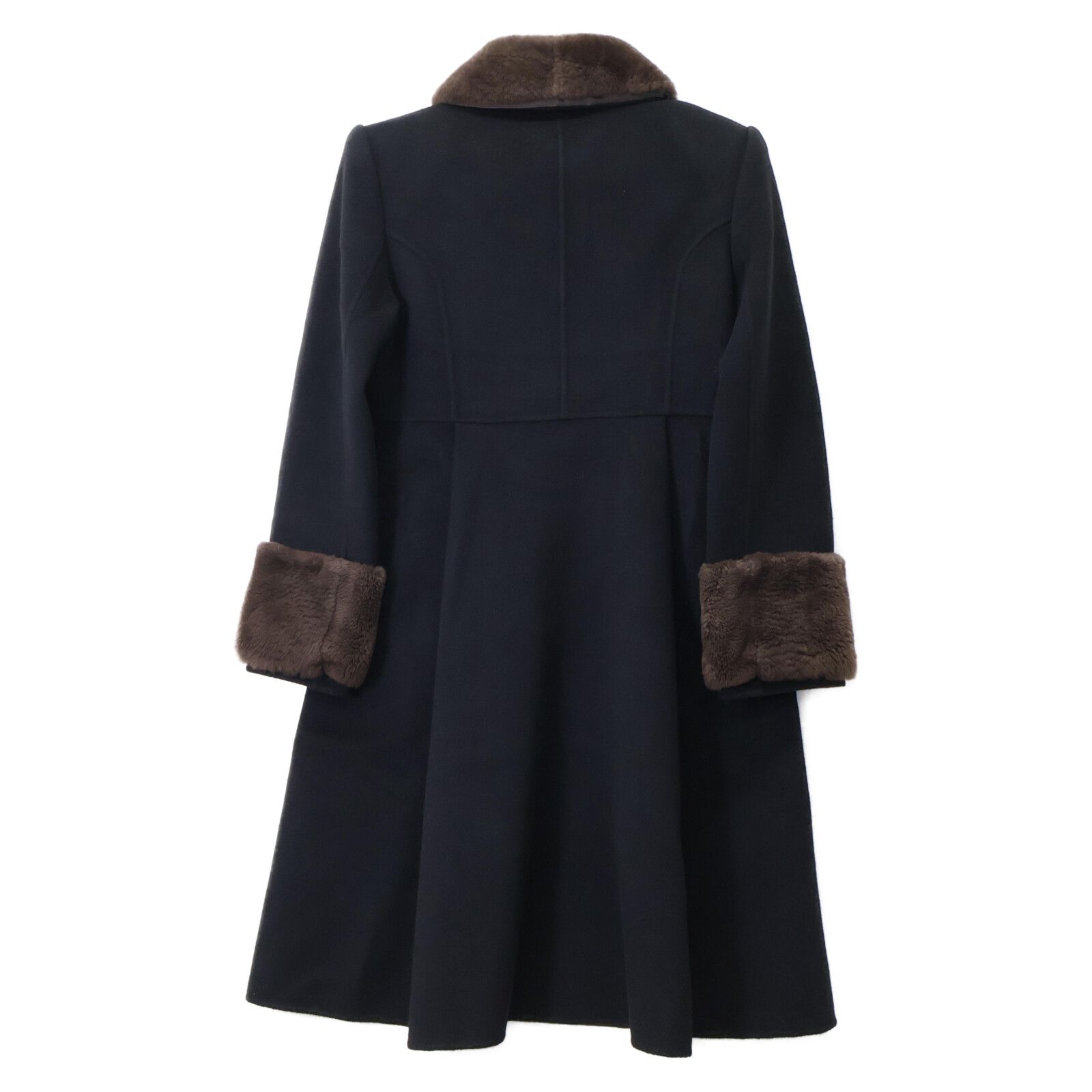 B12038 フォクシー　カシミヤ100% ダブルチェスターコート　ブラック38 B12038 フォクシー カシミヤ100% ダブルチェスターコート