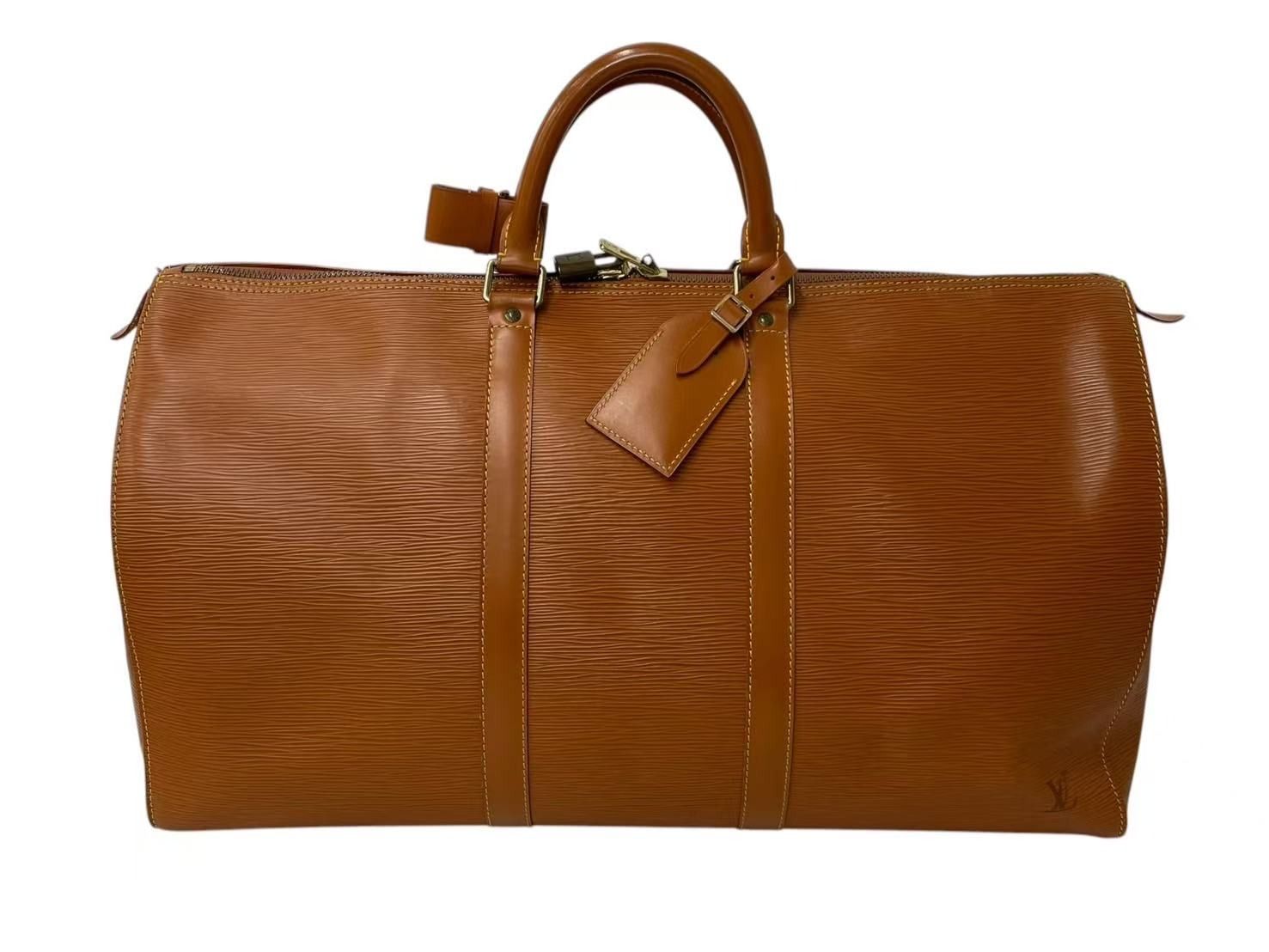 LOUIS VUITTON ルイヴィトン ボストンバッグ キーポル50 M42963 ブラウン エピレザー ゴールド金具 4b000750