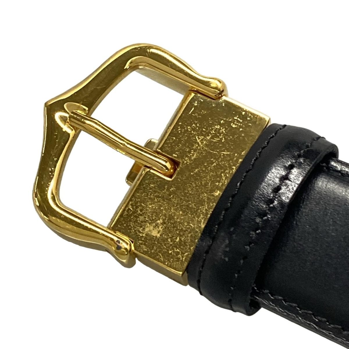 Cartier ブラックレザーベルト 新品カルティエゴールドバックル Cartier(カルティエ) ベルト - 黒×ゴールド Cバックル レザー