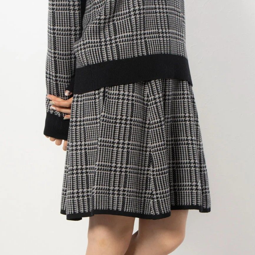 セシルマクビー CECIL McBEE green グレンチェックスカート ｸﾞﾚｰ Lサイズ