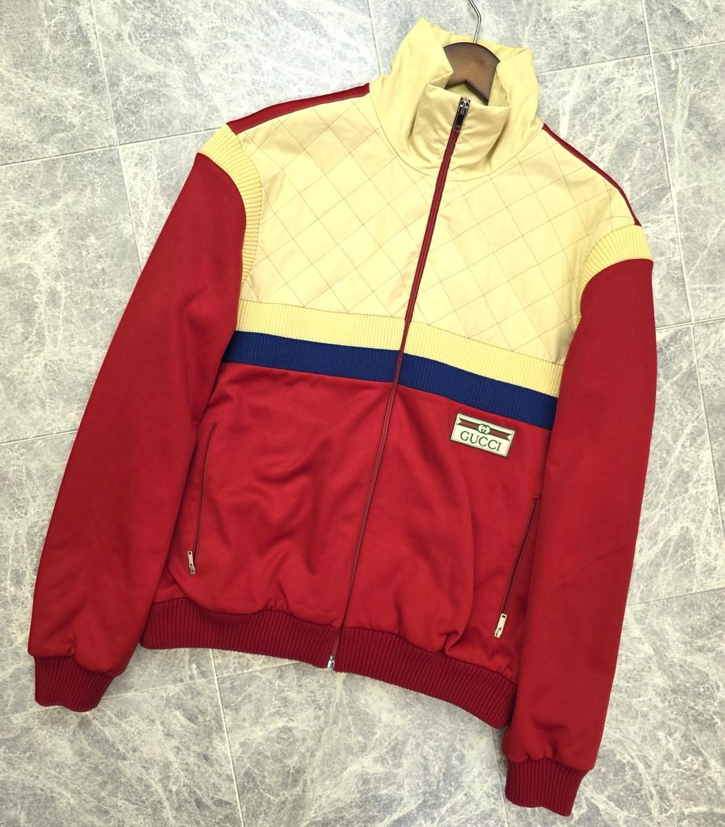 GUCCI （グッチ） テクニカル ジャージー ジップアップジャケット ブルゾンﾞ メンズ アウター  レッド×ベージュ 625287 Sサイズ