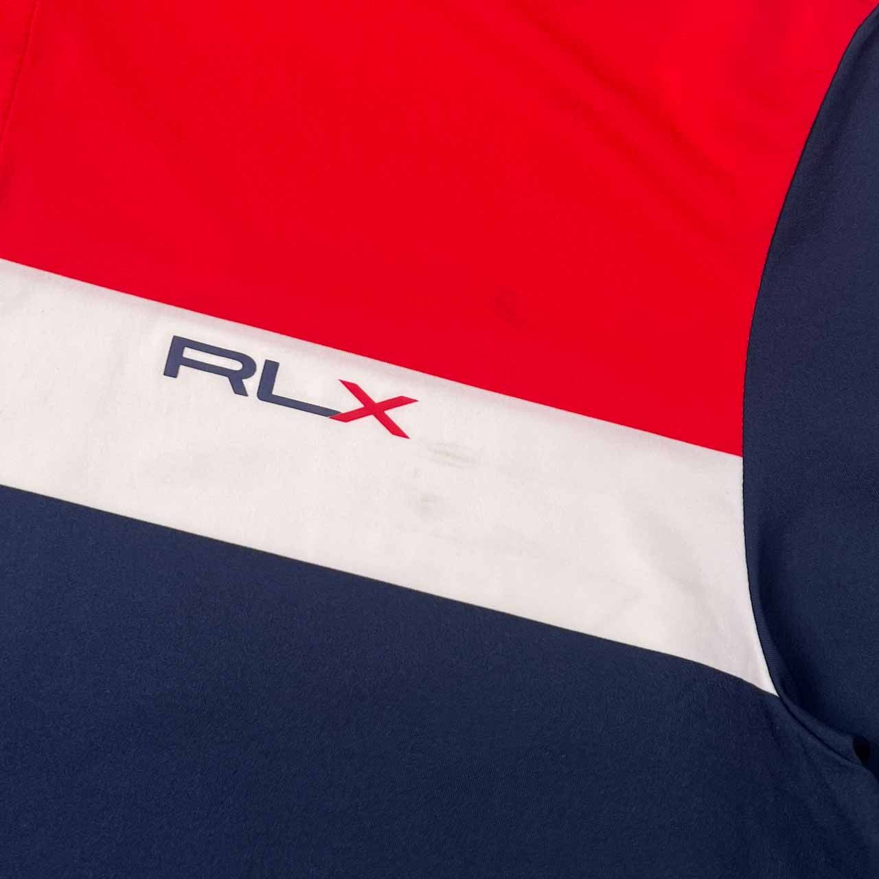 新品 RLX ラルフローレン 半袖ポロシャツ L 白x紺 吸湿発散＆ストレッチ RLX ストレッチ テーラード フィット パフォーマンス 半袖