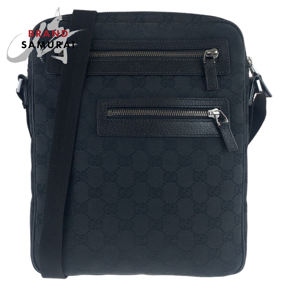 GUCCI グッチ GG柄 ブラック 黒 シルバー金具 GGキャンバス 92551 斜め 