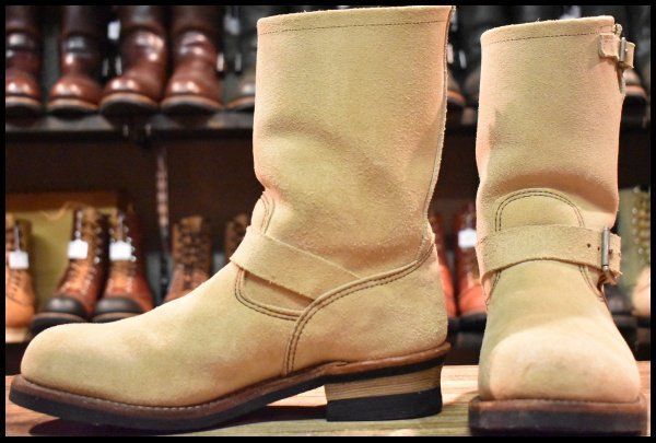10D 10年 レッドウィング 8268 スエード エンジニア ホーソーンアビレーンラフアウト ベージュ ブーツ redwing HOPESMORE FI474