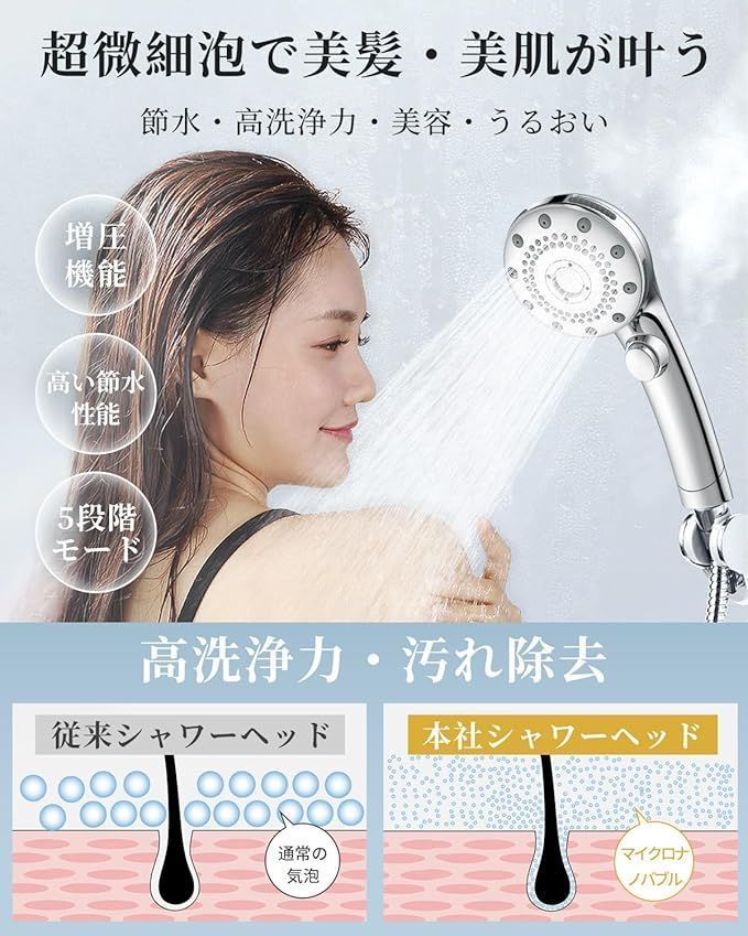 頭皮に肌に優しい ミストシャワー