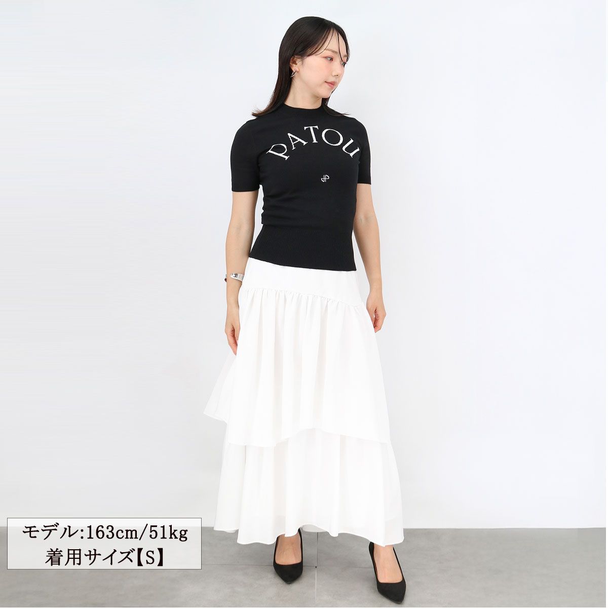 PATOU パトゥ KN0688045 ロゴ半袖ニット クルーネック