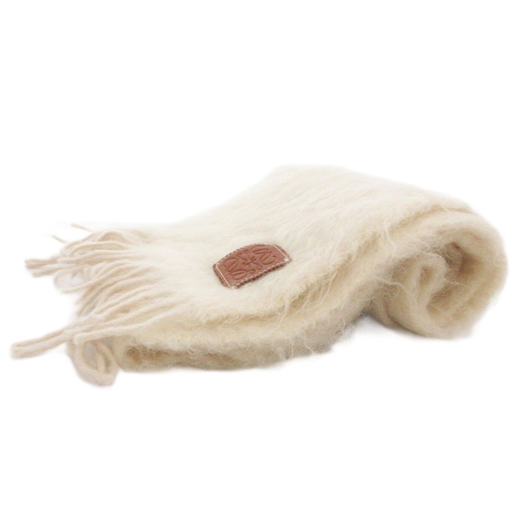 LOEWE ホワイト モヘアウールスカーフ LOEWEスカーフ（モヘア&ウール）ホワイト マフラー ロエベ LOEWE