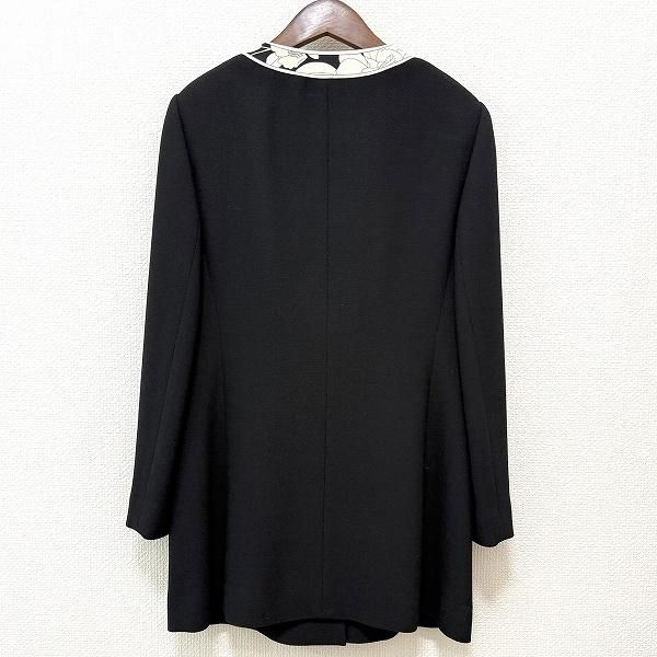 anc レオナール LEONARD ジャケット 9AR 黒 アイボリー 金ボタン ノー