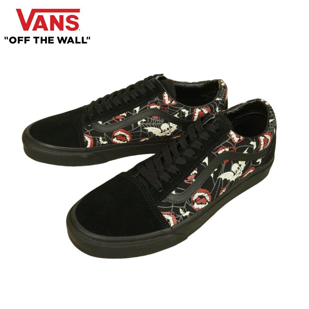 バンズ VANS ヴァンズ 【箱無し】 OLD SKOOL オールドスクール (GLOW FRIGHTS)BLK/BLK ブラック 黒 ドクロ 蜘蛛の巣 スパイダー メンズ レディース スニーカー 靴 スケボー ローカット ハロウィン スト
