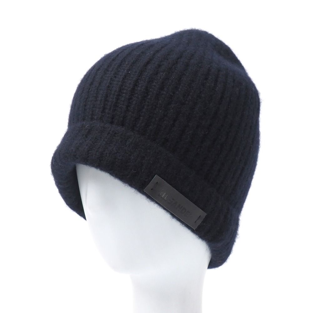JIL SANDER ジルサンダー ニットキャップ サイズU ニット ビーニー レザーロゴ 帽子 イタリア製 ブランド古着 20251027 RA6356