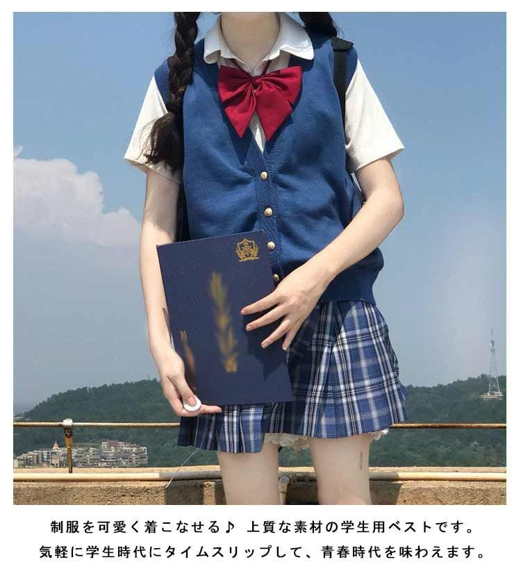 スクールベスト 前開き 女子 学生 制服 Vネック ニット 毛玉になりにくい 春夏秋 通学 高校生 中学生 シンプル 無地 薄手 学生服  ノースリーブセーター 可愛い 白 紺 紫 送料無料#wunib1255 - メルカリ