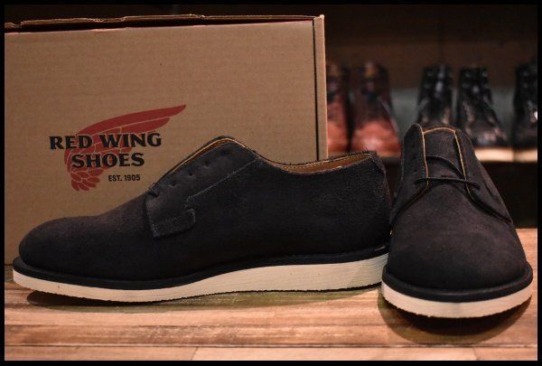 【9.5D 箱付 未使用 20年】レッドウィング 9112 黒スエード アニポストマン オックスフォード ラフアウト ブーツ redwing HOPESMORE【EG224】