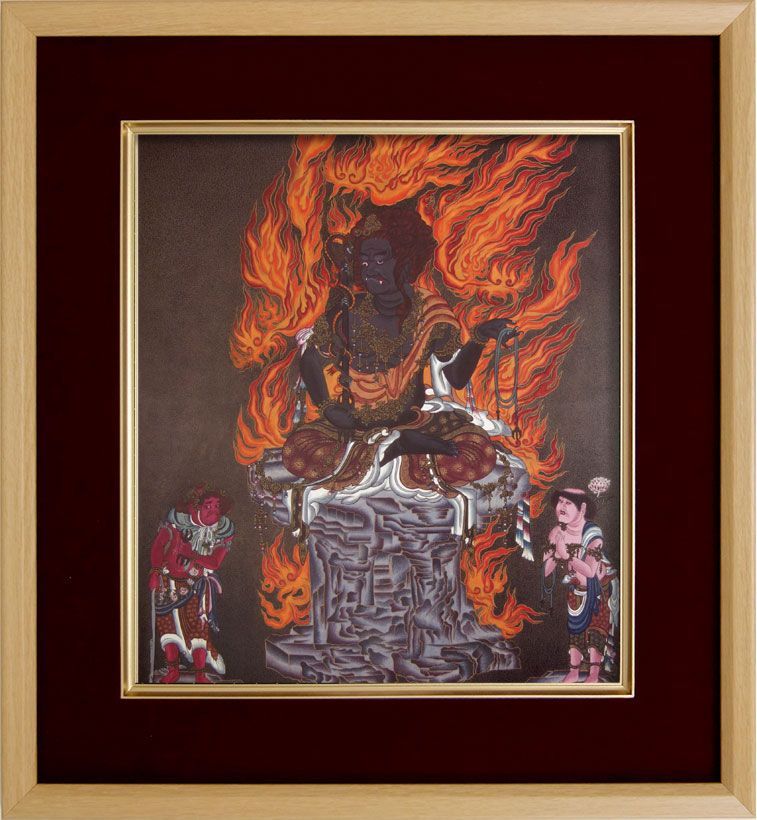 作者不詳 聖史郎 紺紙金銀泥 不動明王 画讃 掛軸 仏画 作者不詳 聖史郎 紺紙金銀泥 不動明王 画讃 掛軸 仏画