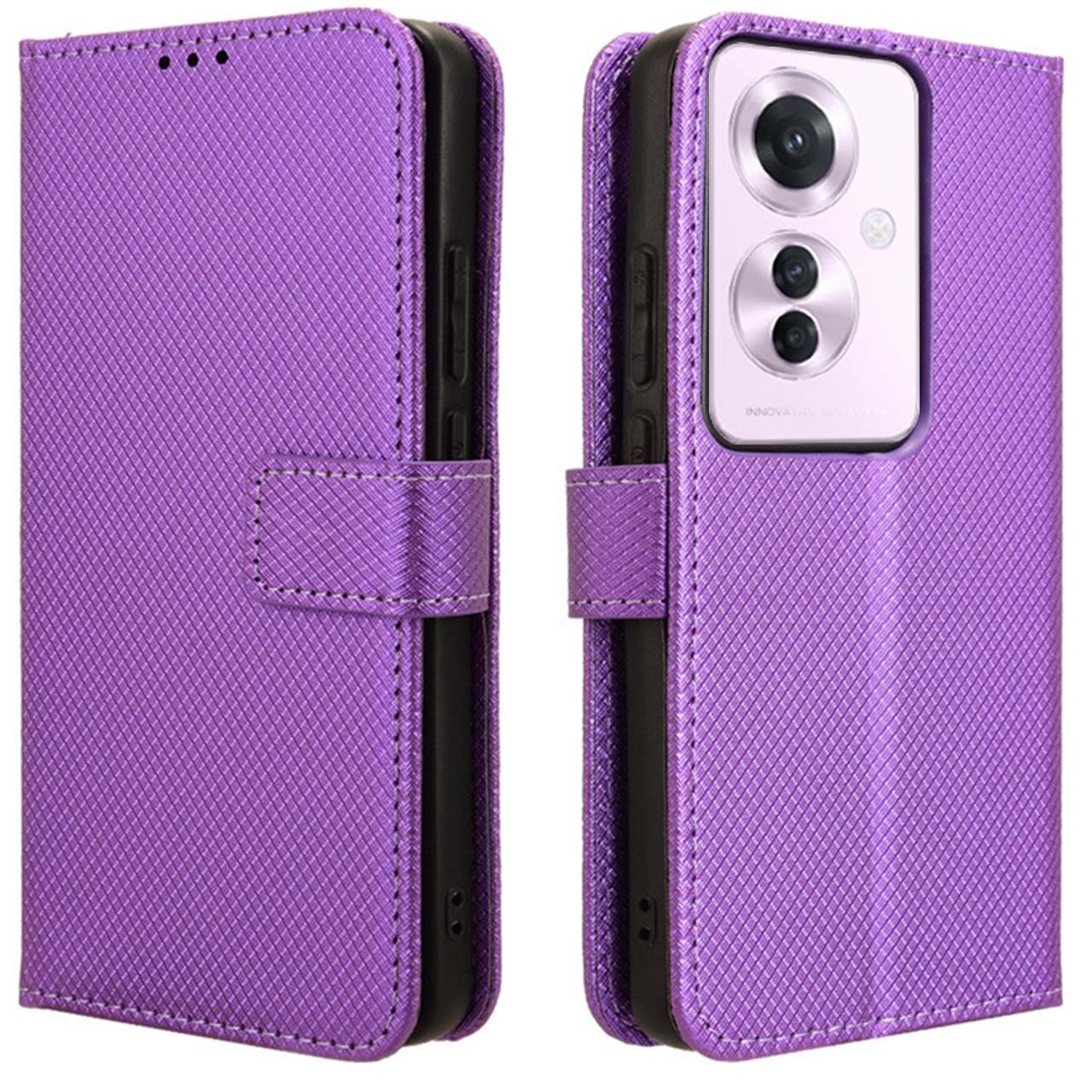 OPPO Reno11 A ケース 手帳 チェック柄 手帳 ケース 【Color】パープル 